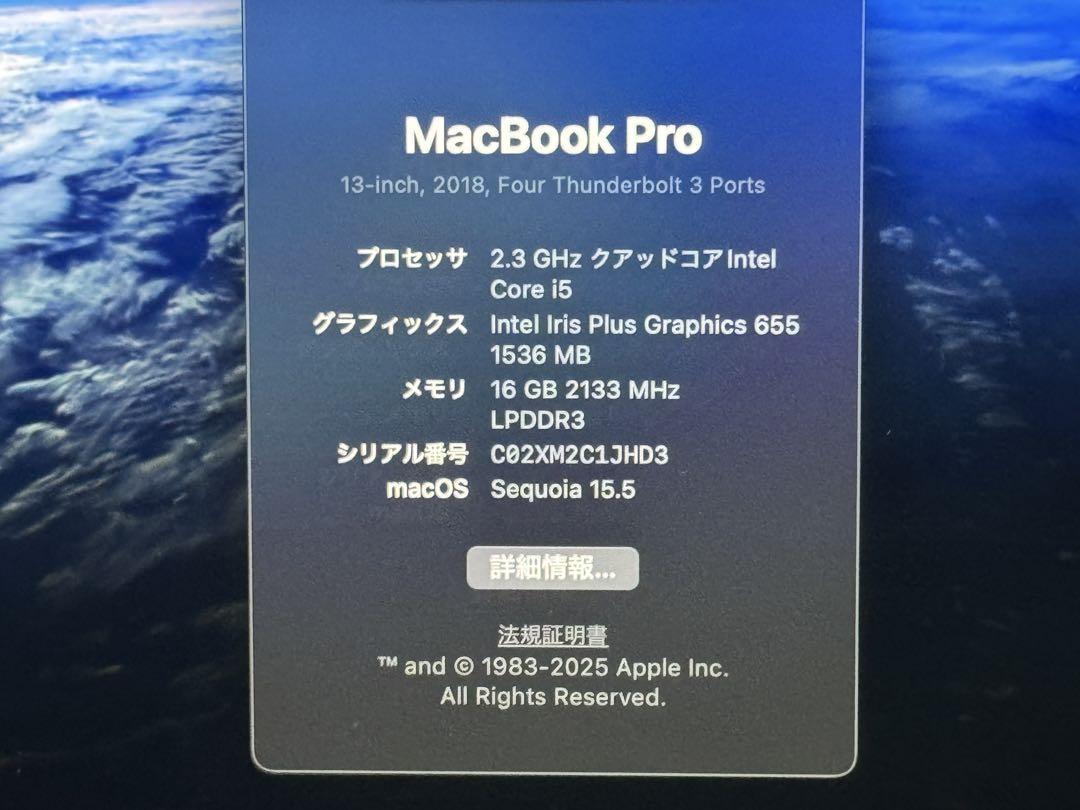 ゆ*る様 MacBook Pro 13-inch 2018 16GB/512GB