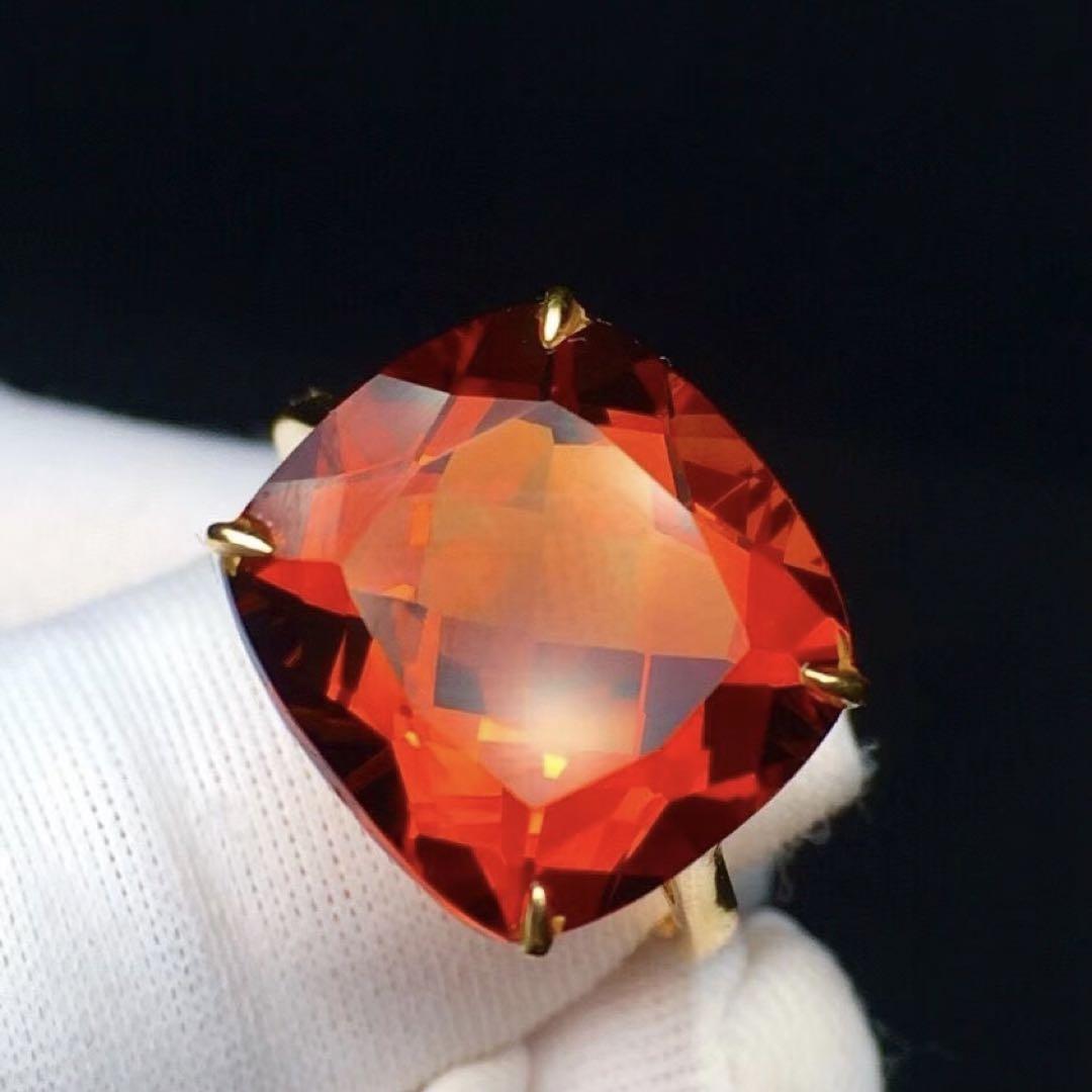天然】シトリン リング k18 16.85ct