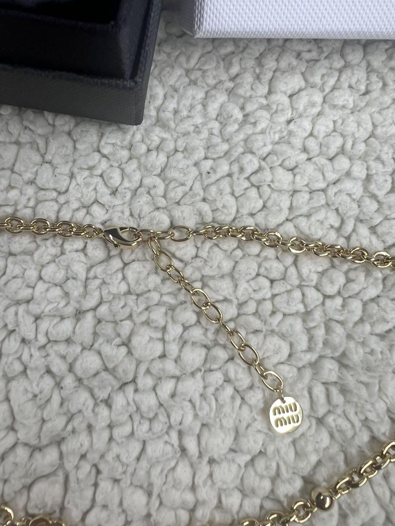 ミュウミュウ MIU MIU ネックレス ロゴ メタル チェーン リンク