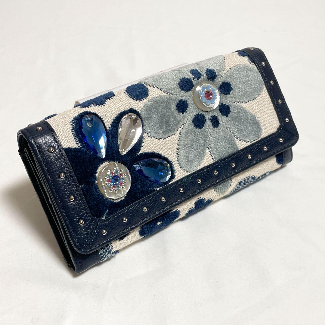 未使用品✨️保存袋付き✨　シンクビー！　花柄　ラインストーン　長財布