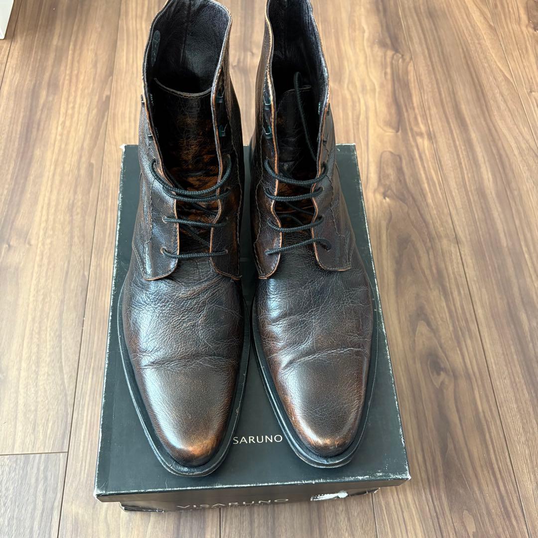 VISARUNO ブラウン レースアップブーツ