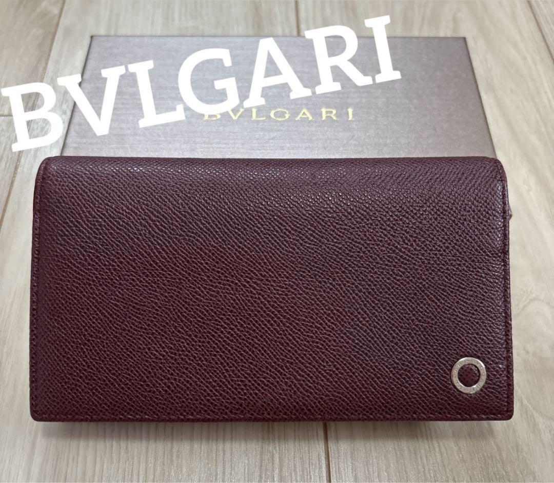 大人気！BVLGARI ブルガリ バーガンディ 二つ折り財布 長財布