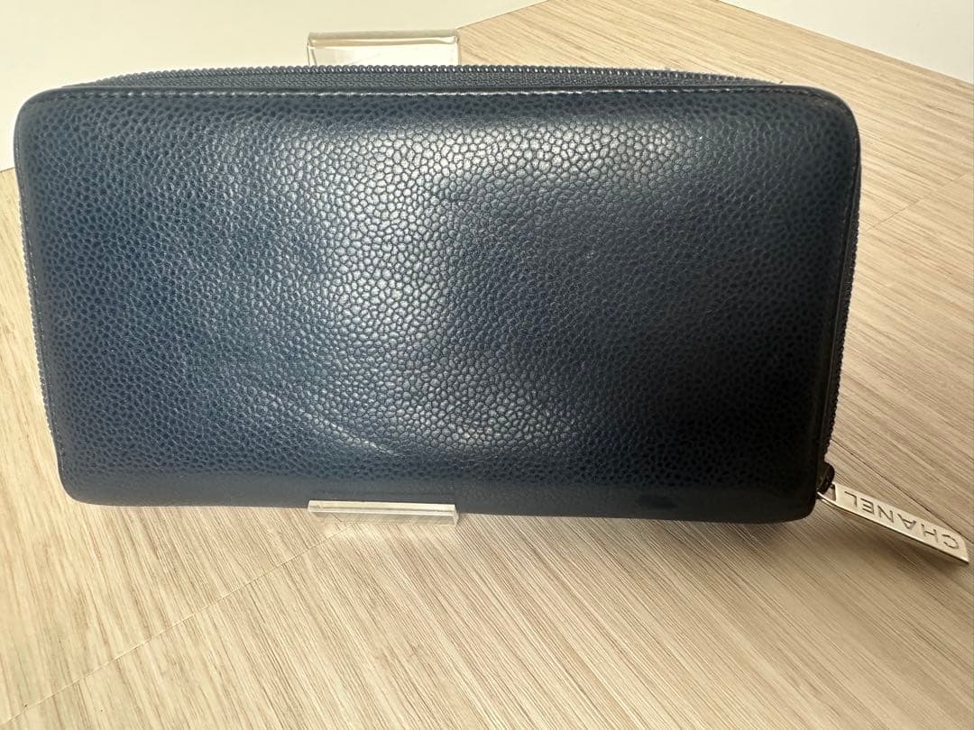 CHANEL キャビアスキン 長財布 ネイビー