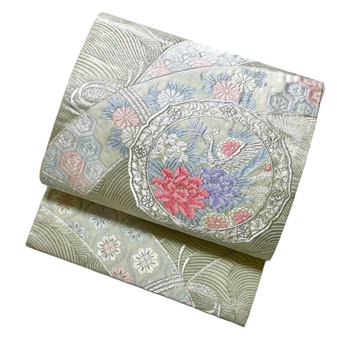 袋帯 銀糸 鳳凰 石楠花 萩 七宝 亀甲 フォーマル NO-1023