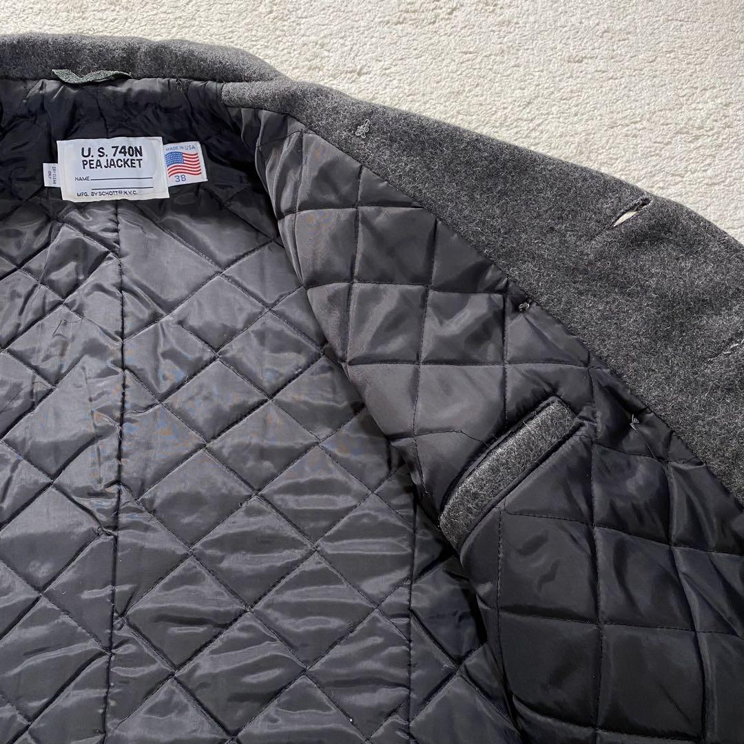 SCHOTT US740N Pコート サイズ38 チャコールグレー