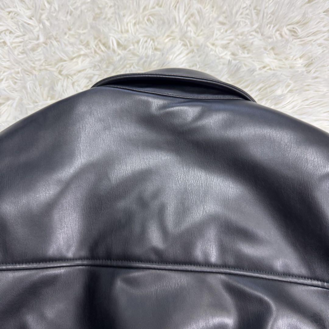★【極美品】ZARA フェイクレザーボンバージャケッ トメンズL 黒★