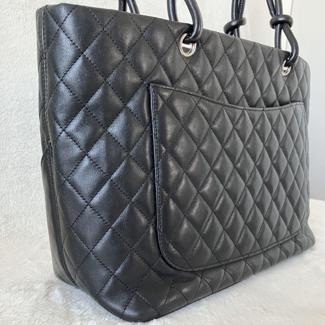 美品 シャネル CHANEL カンボン ラージトートバッグ ブラック