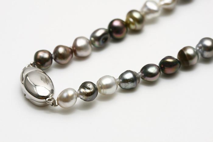 楽天市場】タヒチ黒蝶真珠パールネックレス ケシ 9-6mm マルチ