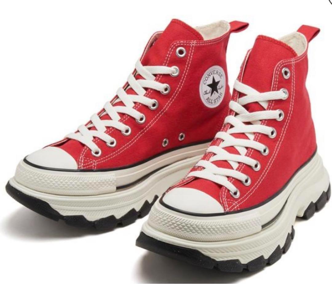 コンバース　トレックウェーブ　レッド　23センチ 厚底 コンバース CONVERSE ハイカット 23 赤HI トレックウェーブ