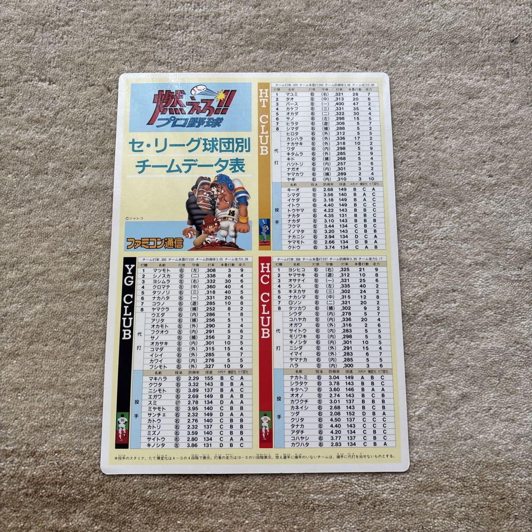 激レア！ファミコン通信 燃えろ!!プロ野球 下敷き 付録 1987