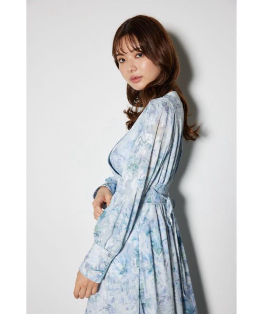 rienda Riu コラボ カシュクールワンピース ブルー - メルカリ