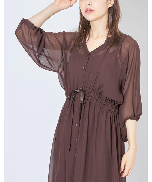 新品未開封 スキッパーシフォンリボンワンピース 透け感シンプルペチコート m2nv0-m37486258476 トッコ 在庫格安