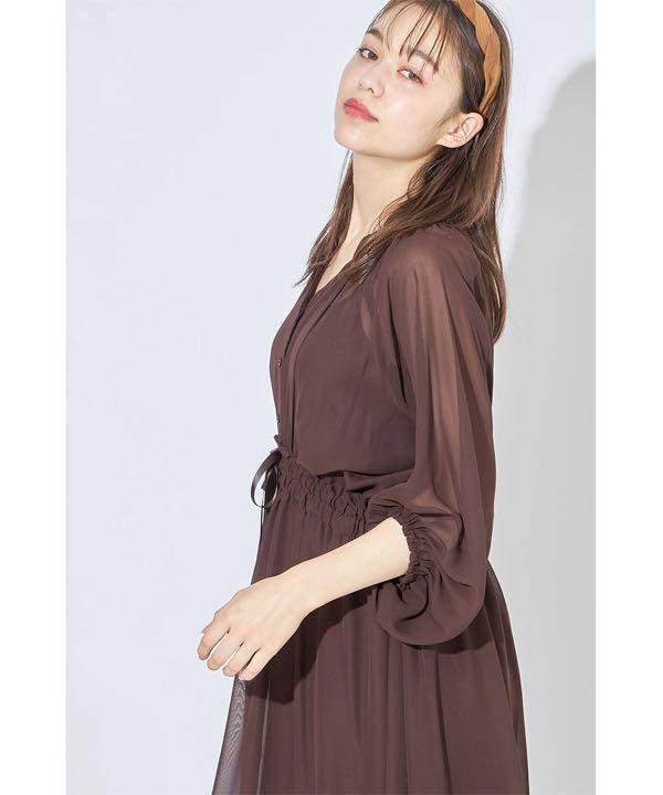 新品未開封 スキッパーシフォンリボンワンピース 透け感シンプルペチコート m2nv0-m37486258476 トッコ 在庫格安