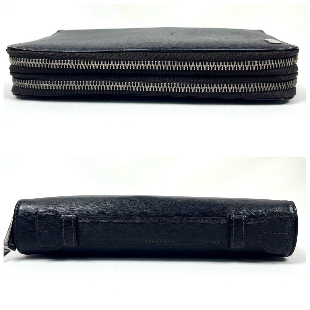 ダンヒル　極美品　ダブルファスナー　オーガナイザー　長財布　2way レザー ダンヒル 長財布 オーガナイザー ダブルファスナー ロゴプレート
