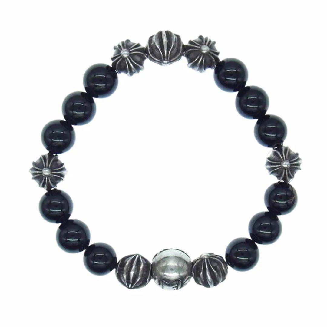 クロムハーツ 10mm BEAD ブラックトルマリンビーズブレスレット メンズ