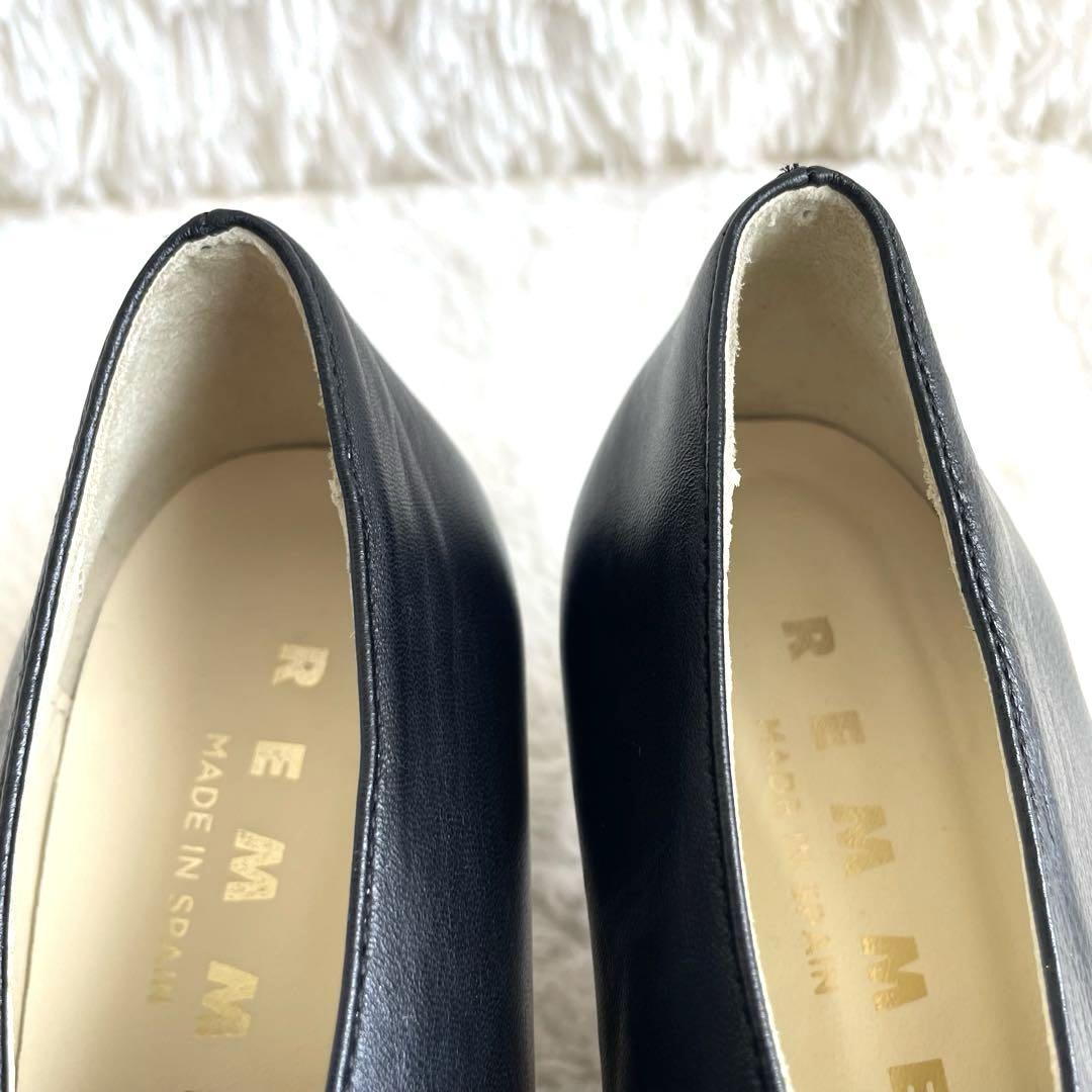 美品✨REMME Vカット パンプス ローヒール ポインテッドトゥ 38 黒