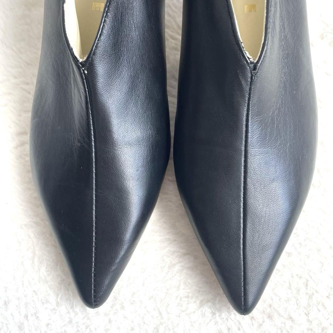 美品✨REMME Vカット パンプス ローヒール ポインテッドトゥ 38 黒