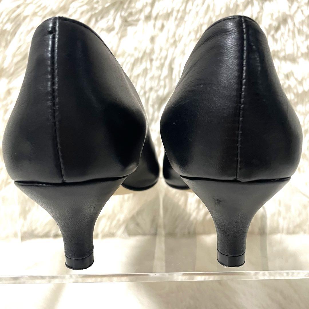 美品✨REMME Vカット パンプス ローヒール ポインテッドトゥ 38 黒