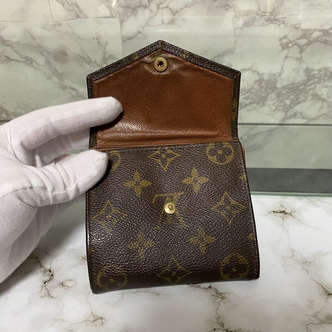 良質  ルイヴィトン VUITTON LOUIS 80s 三つ折財布 レター モノグラム 小物