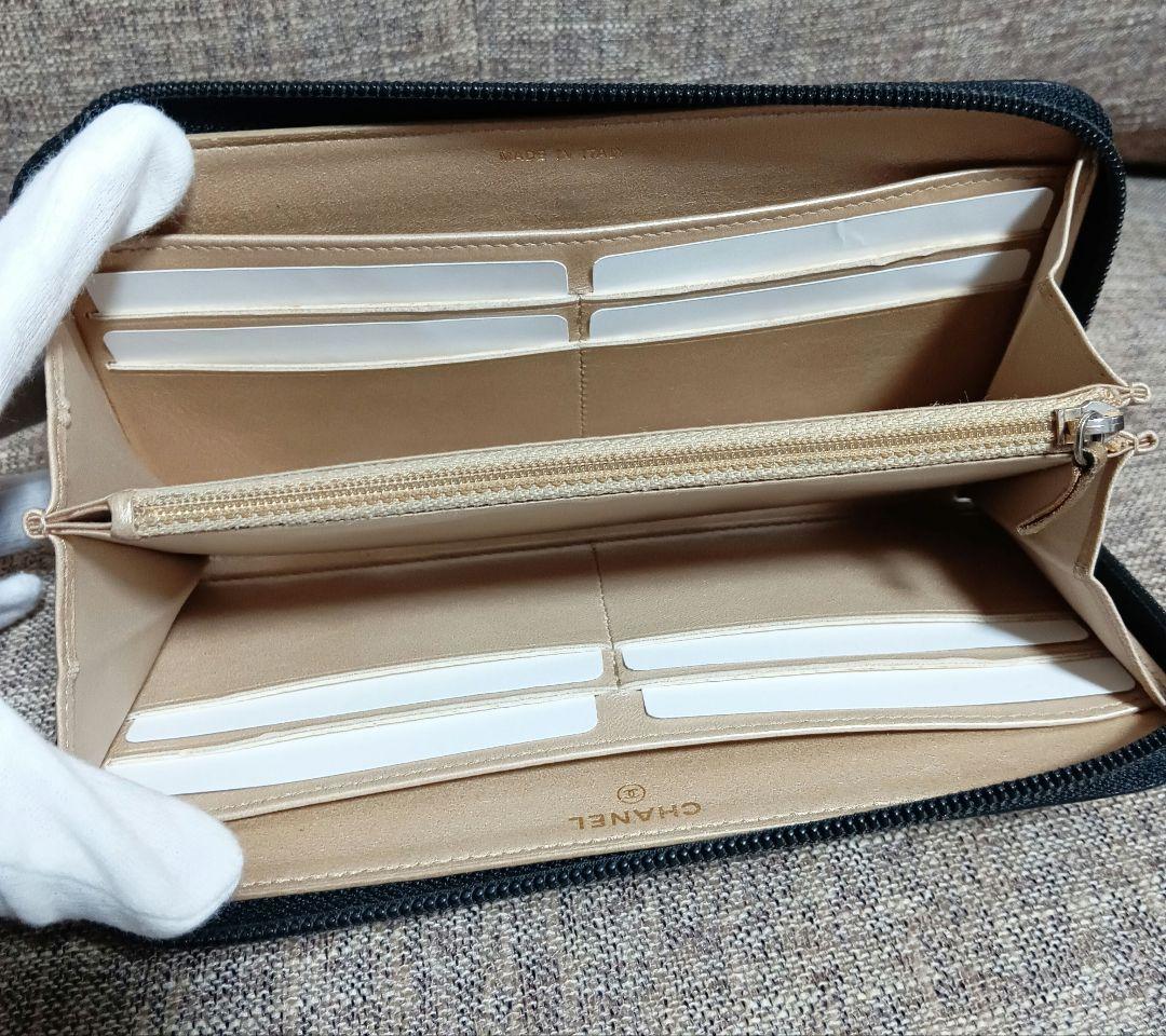 『美品!』シャネル CHANEL カメリア 黒 長財布 ラムスキン 『美品!』シャネル CHANEL カメリア 黒 長財布 ラムスキン