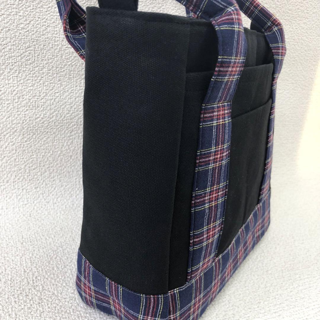 ハンドメイド あおりポケットトートバッグ　巾着バッグ