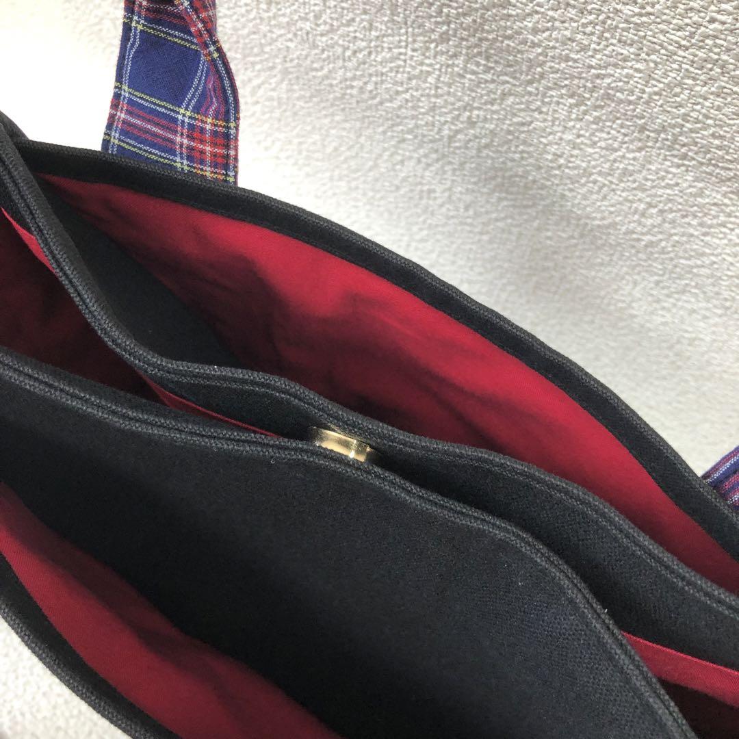 ハンドメイド あおりポケットトートバッグ　巾着バッグ