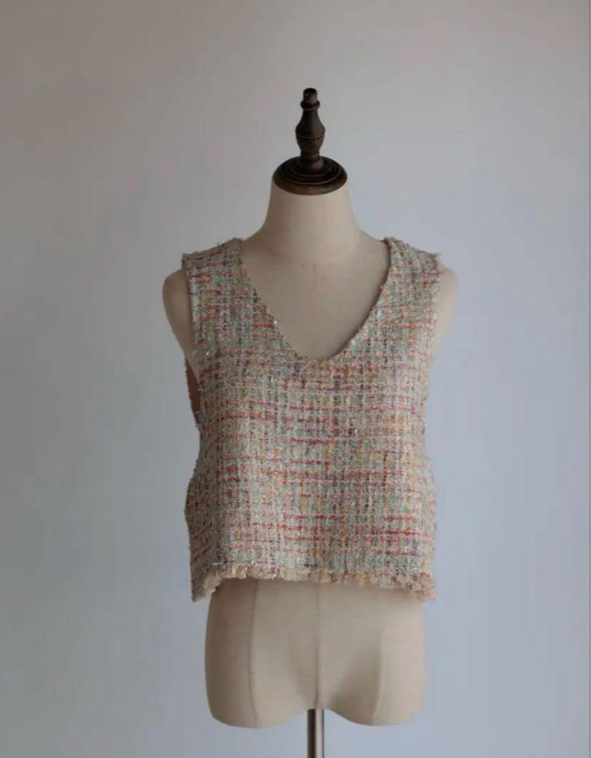 新品未使用♡pois ポワ Tweed vest ピンク♡ツイード ベスト ジレ 美品 pois Tweed vest ツイードベスト【pink】 - メルカリ