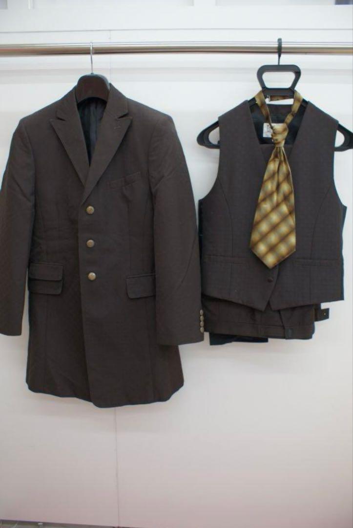 ☆中古☆タキシード☆O-820-67☆ALL☆チェックブラウン系 5,000円