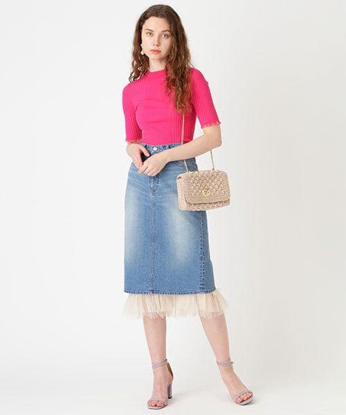 ジルスチュアート今期 新品タグ付 ◆《JILL JEAN》チュールデニムスカート