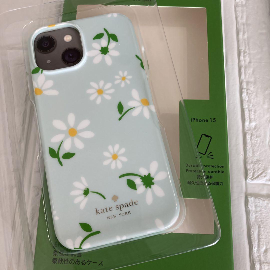 新品　kate spade ⭐️ iPhone 15 スマホケース　デイジー水色