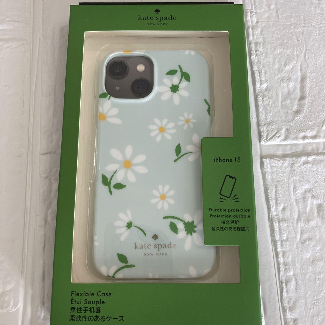 新品　kate spade ⭐️ iPhone 15 スマホケース　デイジー水色