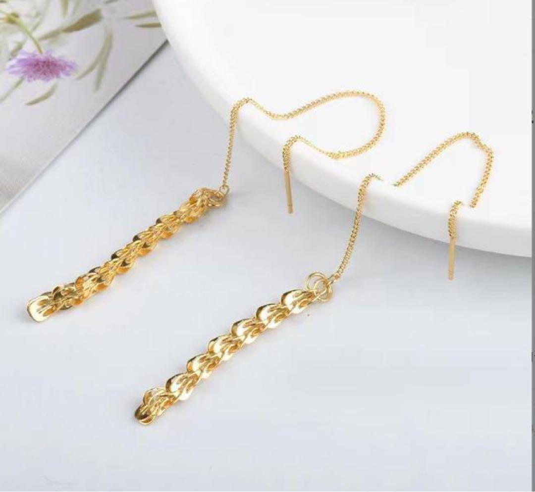 ペタル チェーンピアス　18金 イエロー ゴールド　ピアス k18 18K ペタル チェーンピアス 18金 イエロー ゴールド ピアス k18 18K
