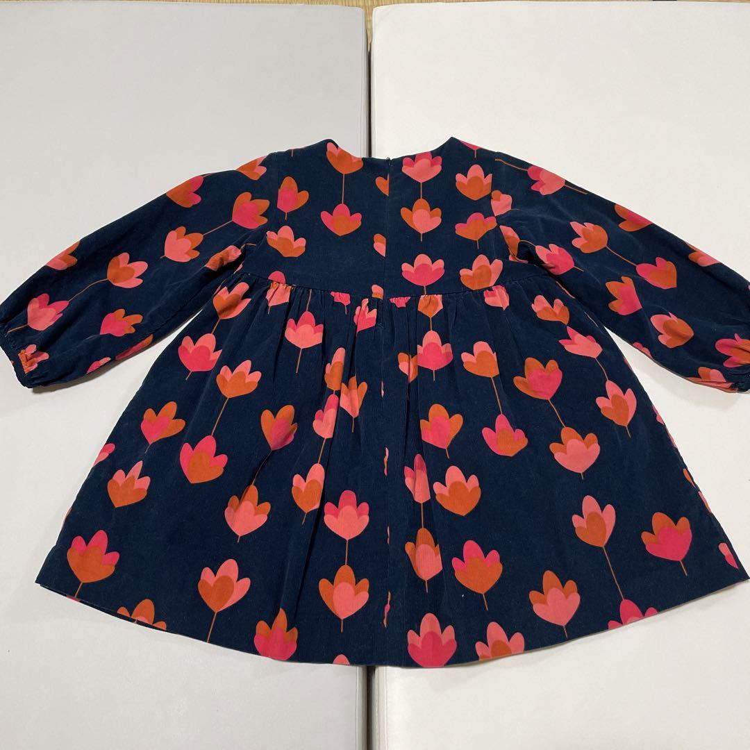 【美品】jacadi 花柄長袖ワンピース 36M 96cm