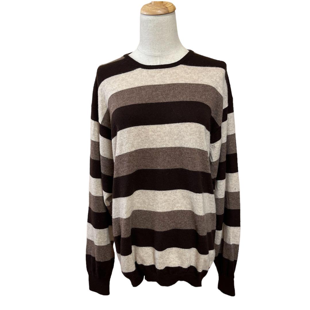Chrome Pure Cashmere 100% ボーダーセーター ニット L