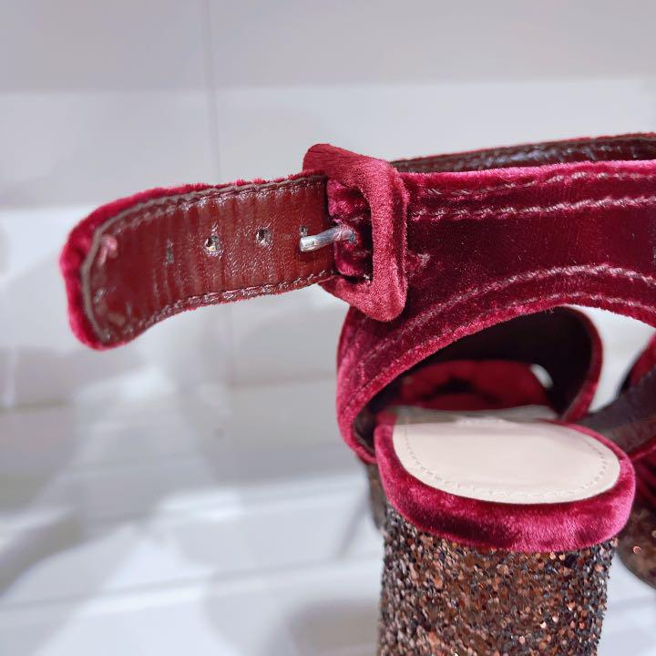 ミュウミュウ MIUMIU キラキラグリッターサンダル