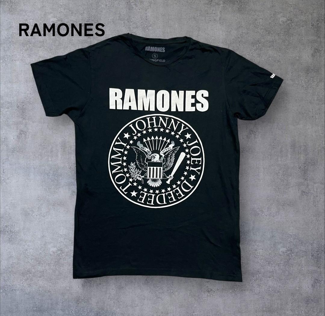 【1173】RAMONES ラモーンズバンドTシャツバンT半袖黒ブラックS
