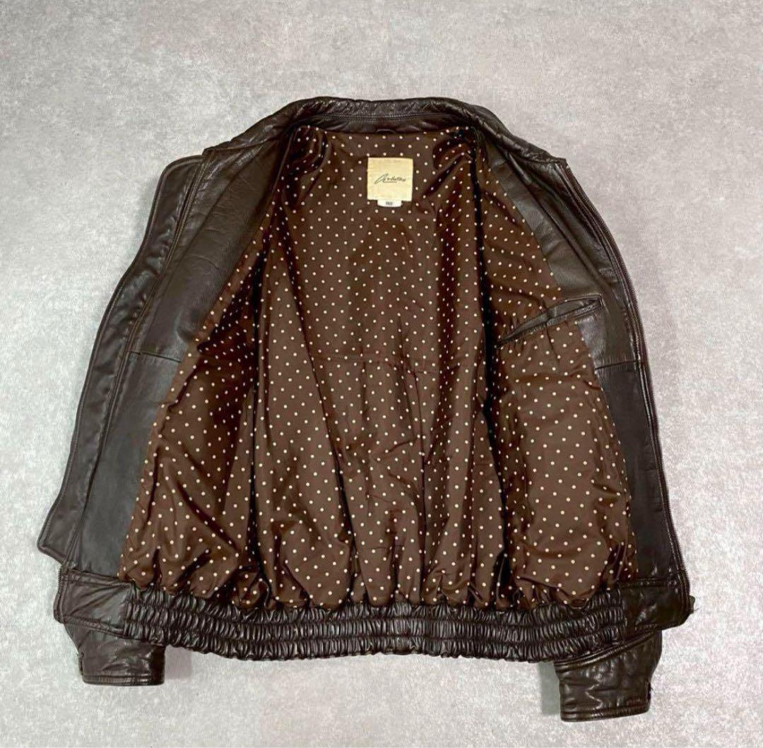 Vintage Leather Bomber Jacket Brown 革ジャン