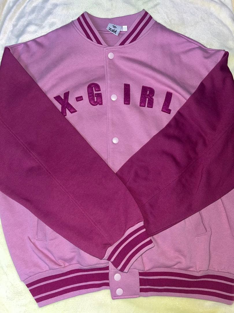 X-girl スウェットスタジャン ピンク M 試着のみ 美品