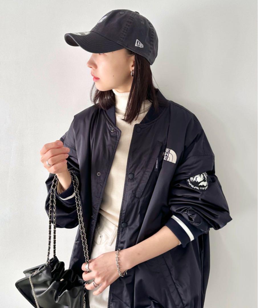 (美品)PLAYER VARSITY スタジャンノースフェイスS ネイビーMA1