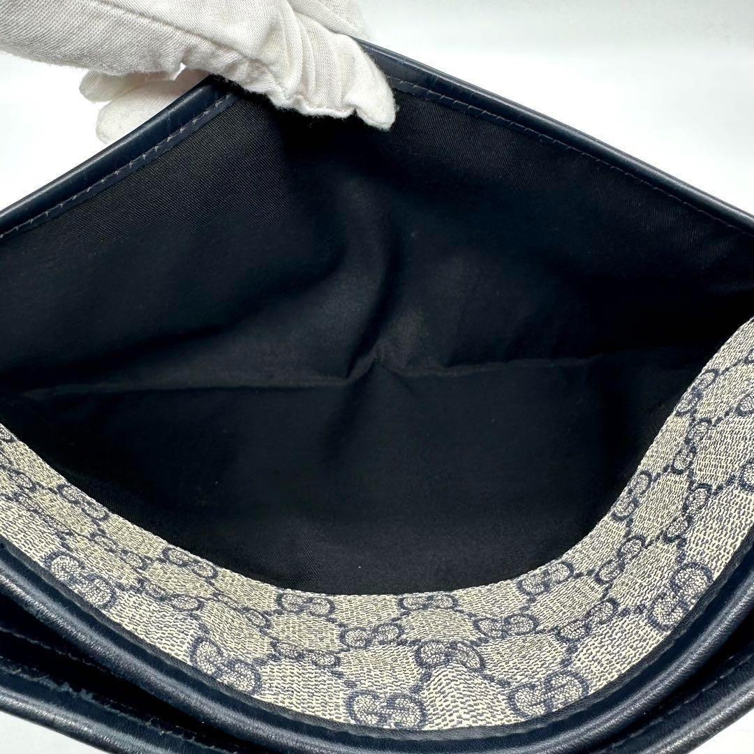 GUCCI グッチ ショルダーバッグ GG スプリーム ネイビー レザー