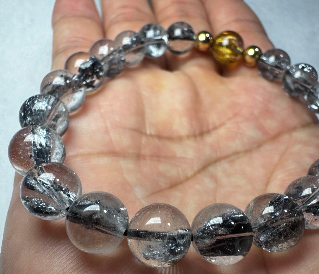 上品 天然 スティブナイトインクォーツ×ゴールドルチル ブレスレット傷や汚れあり