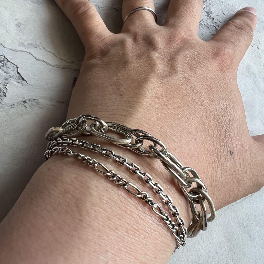 VINTAGE ヴィンテージ ダブルチェーン メキシコ シルバー ブレスレット