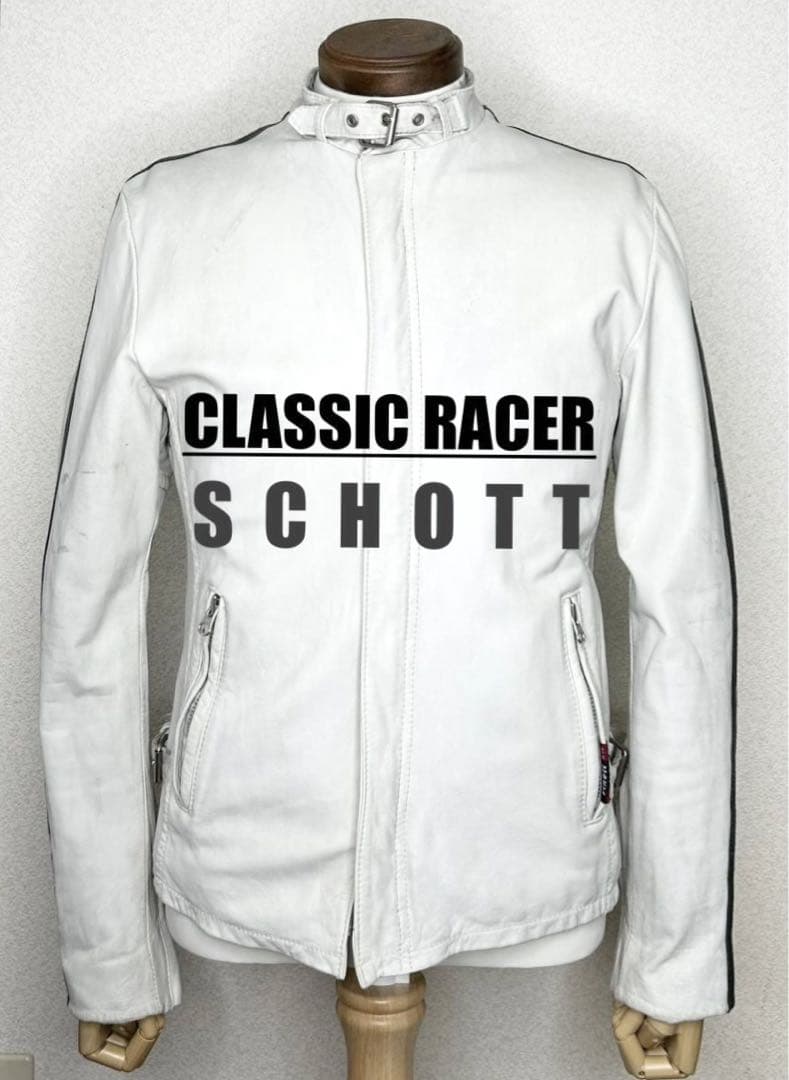 ④schott クラシックレーサー【M】牛革ジャン ハーレーgpzショベルUSA