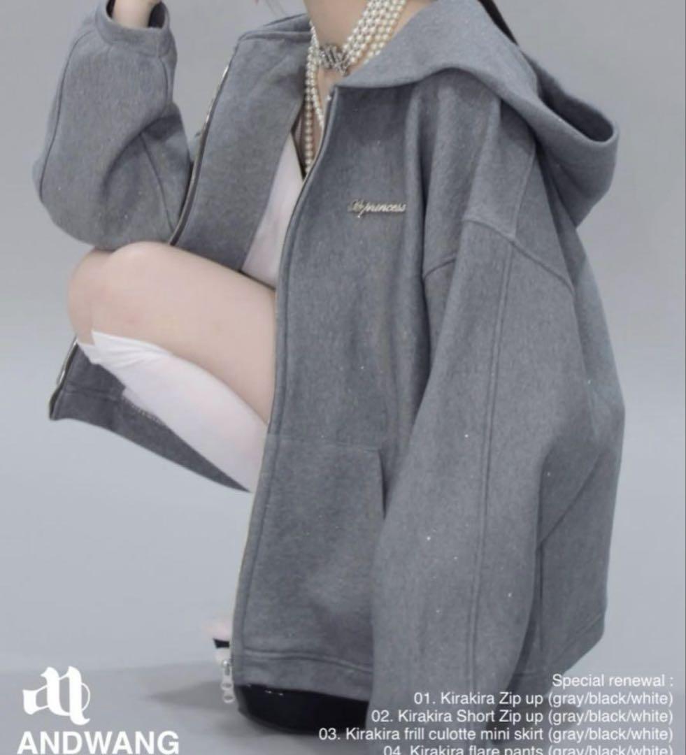 ジャケット・アウター andwang Kirakira zip up 001 gray