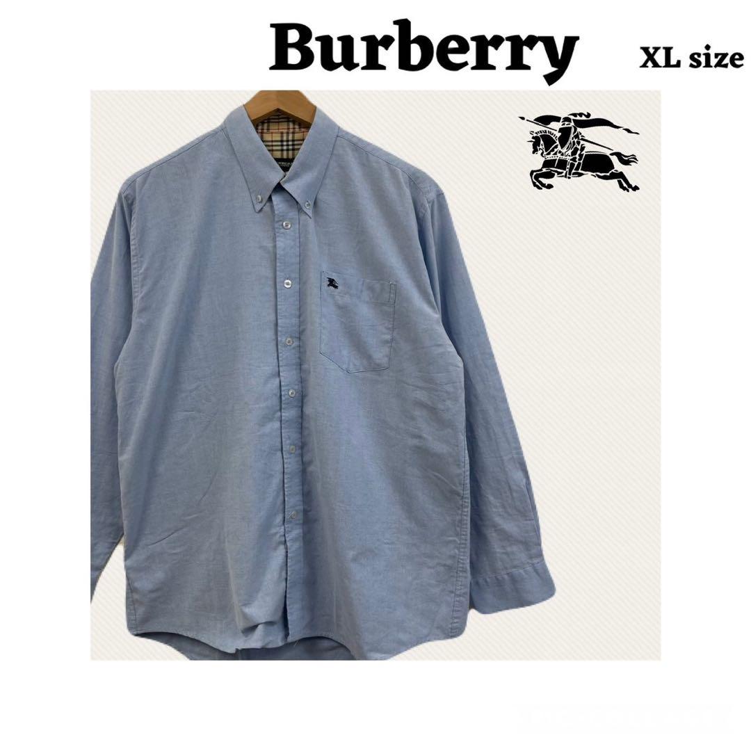 Burberry 水色 ボタンダウンシャツ XL バーバリー