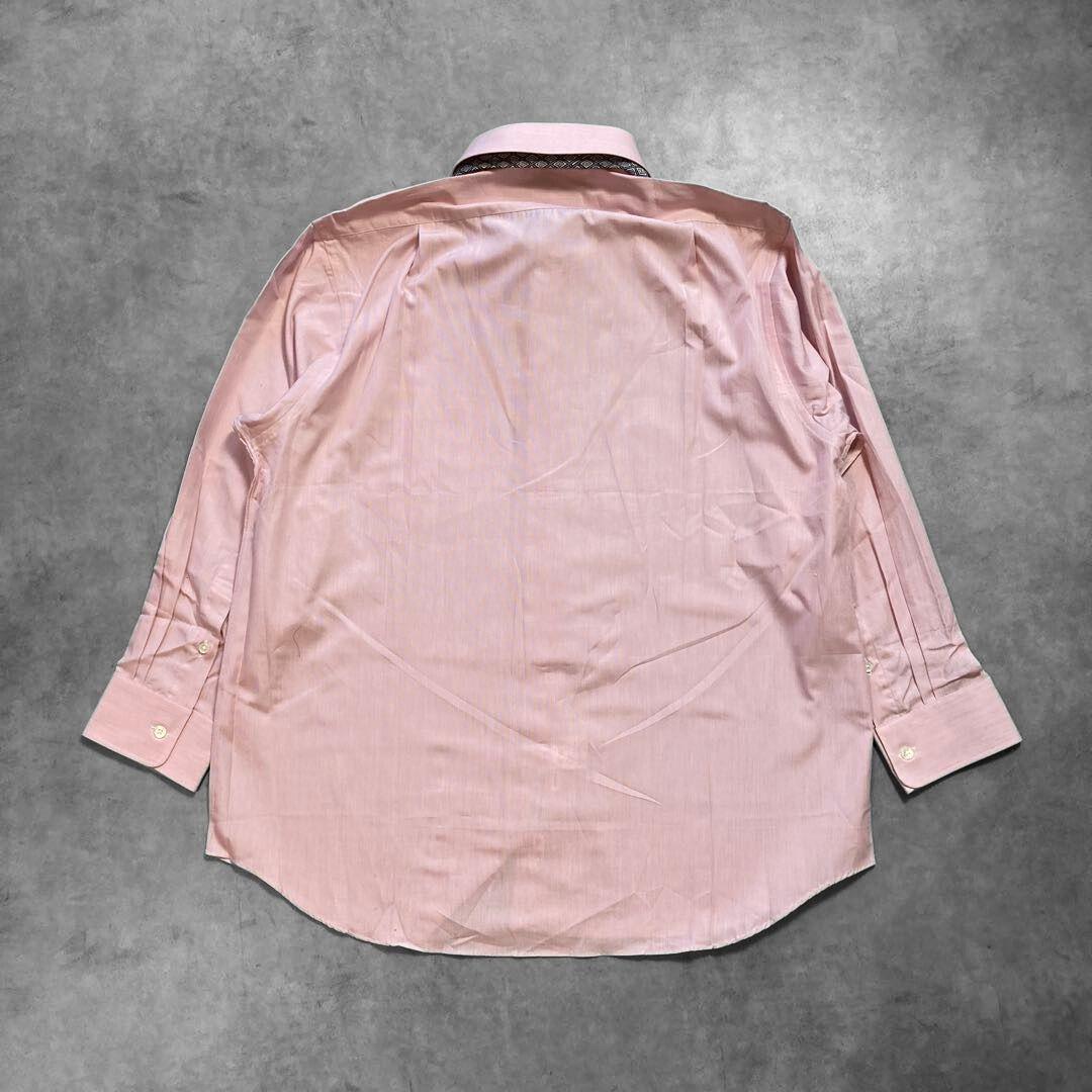 BURBERRY シルク ホース ロゴ 刺繍 シャツ L ピンク ネクタイ 総柄