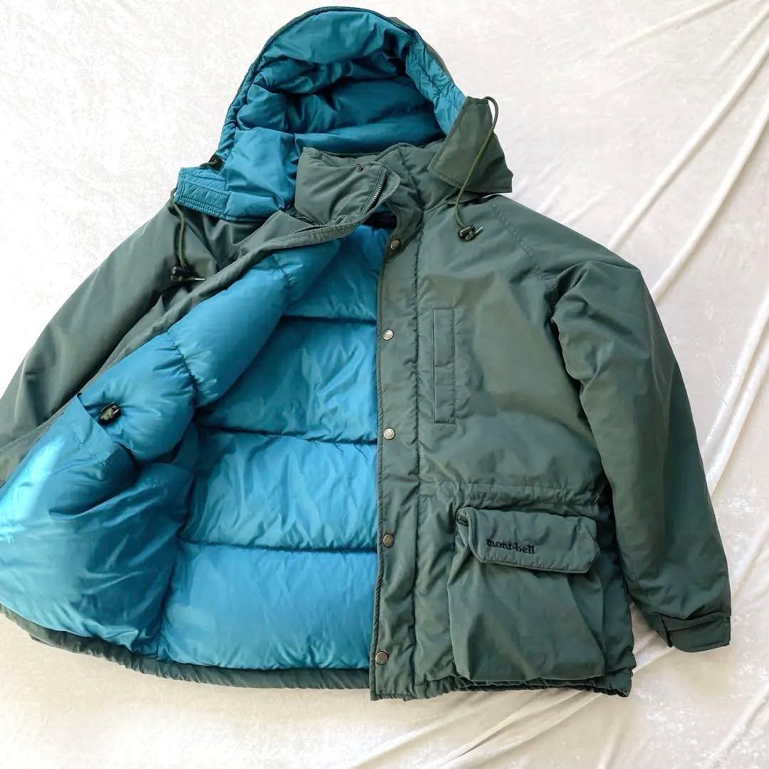 モンベル ダウン M ダークグリーン ダウンジャケット フード付きM・montbell