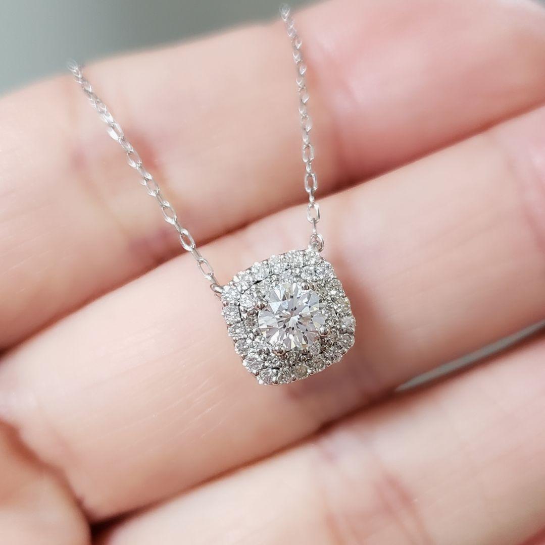 PT天然ダイヤモンドネックレス トータル0.50ct 人気 新品