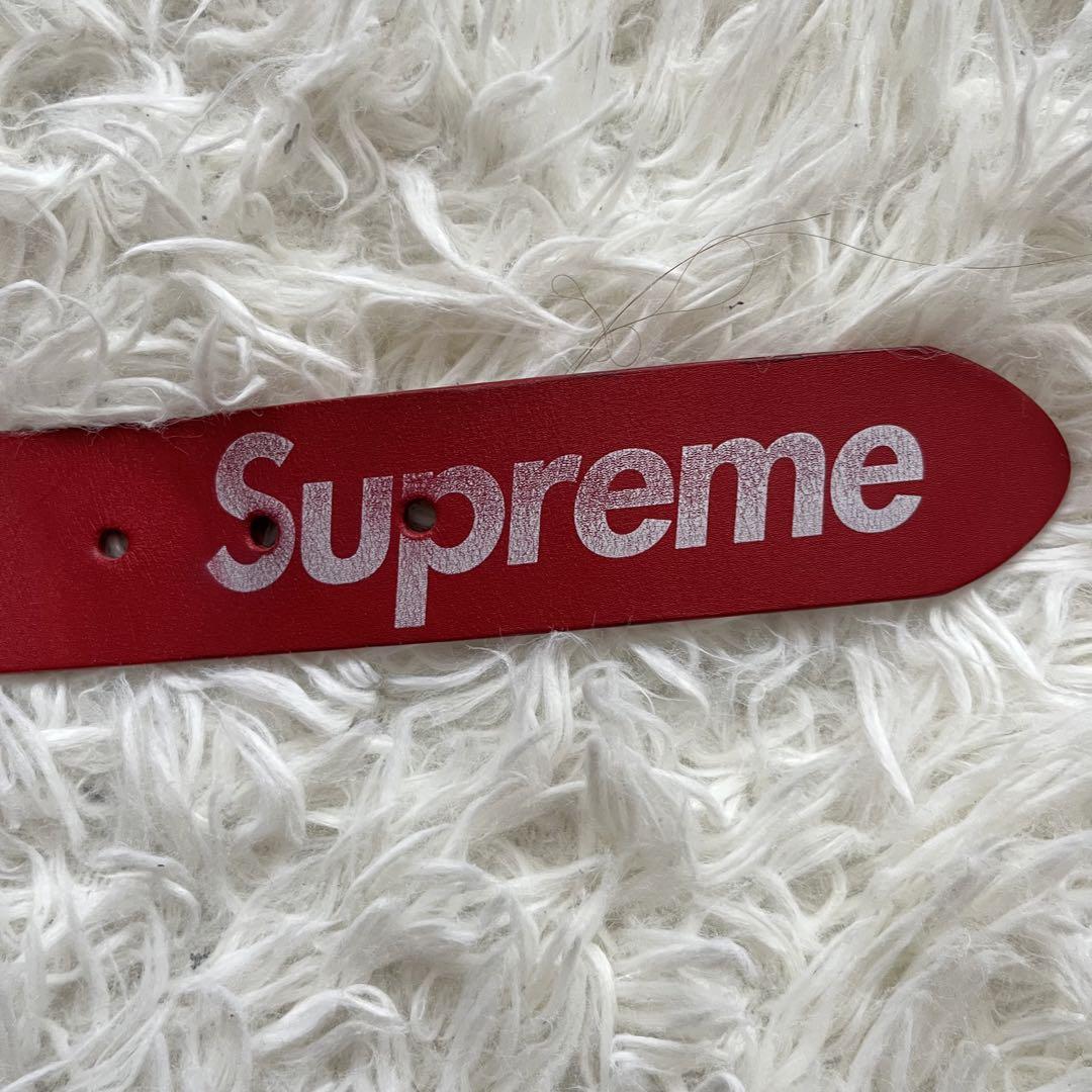 正規品✨【supreme】リピートレザー ベルト レッド サイズ ユニセックス