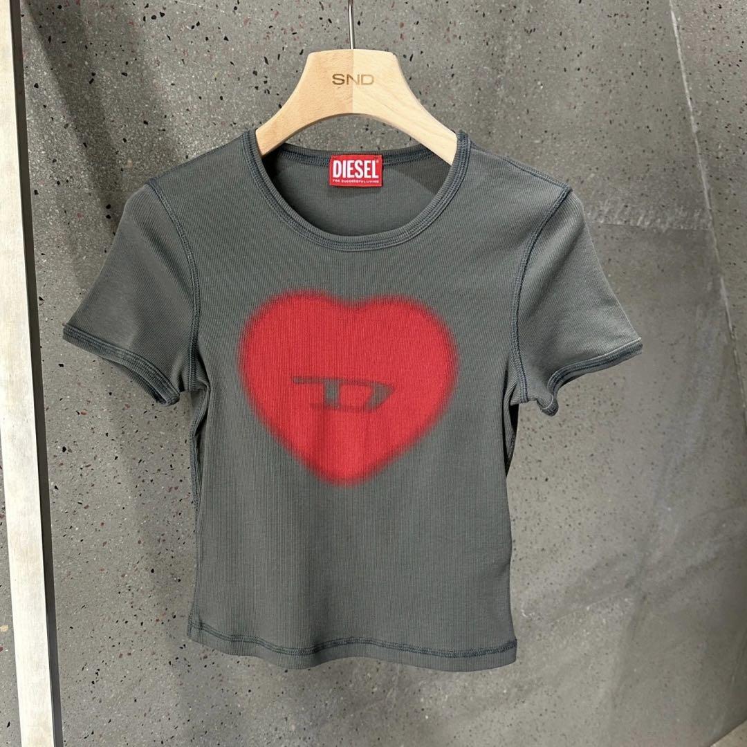 DIESEL ディーゼル Tシャツ T-ELE ハートロゴ ブラック M